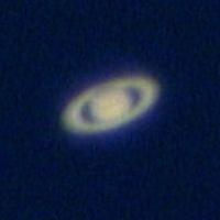 Einzelbild des Saturn<br>
Webcam ToUCam Pro<br>
Belichtungszeit 1/25 s<br>
Coude-Refraktor 150/2250<br>