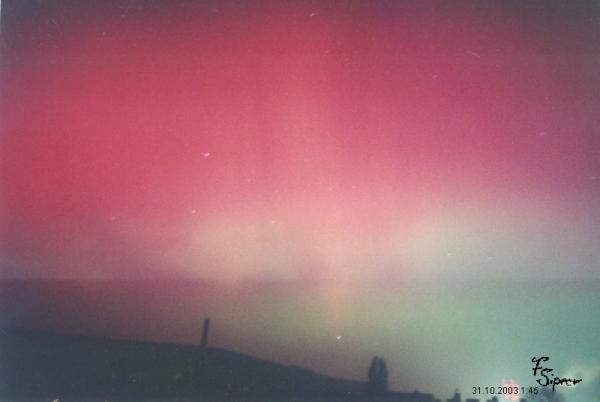 Polarlicht über Gera, Aufnahme von Frank Sipeer