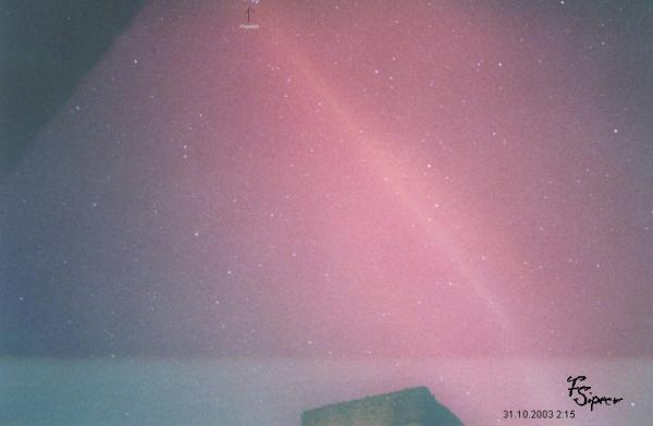 Polarlicht über Gera, Aufnahme von Frank Sipeer