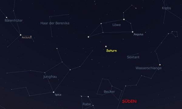 Saturn unter dem Sternbild Löwe