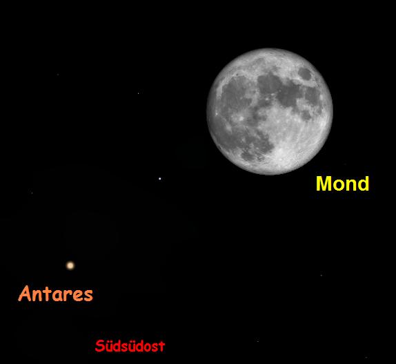 Mond und Antares