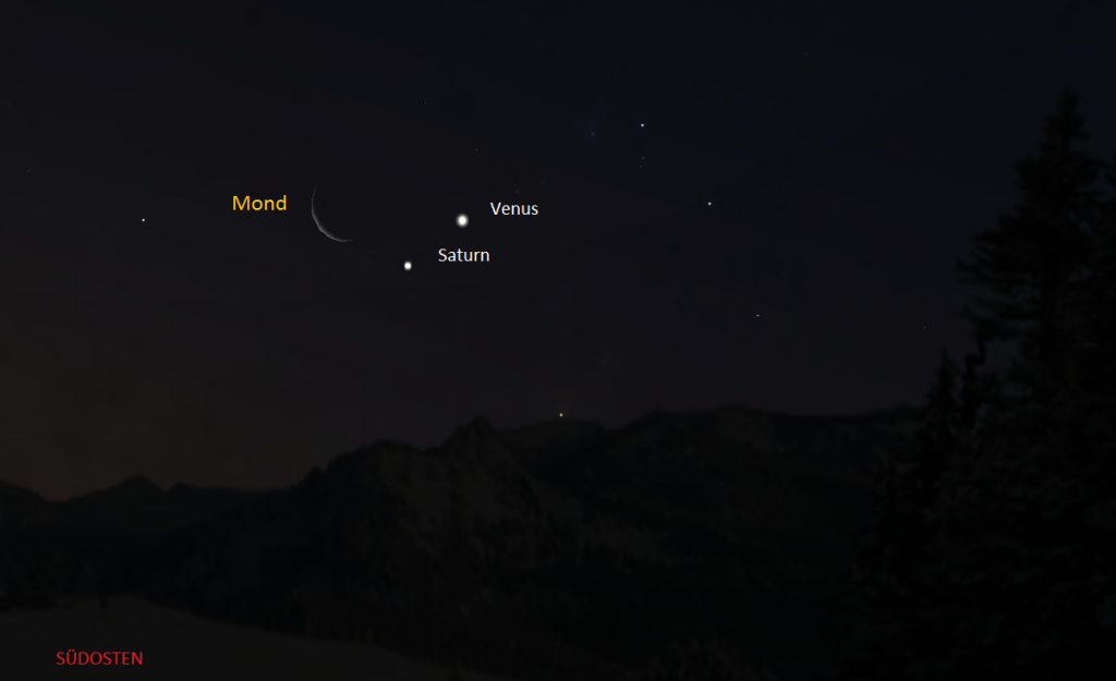 Mond, Venus und Saturn